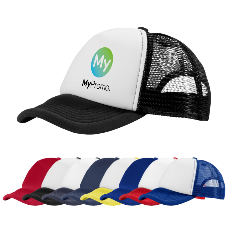 Trucker-Cap | Polyester 100g/m² | 5 Panels | Kopfumfang: 58 cm | Plastikverschluss